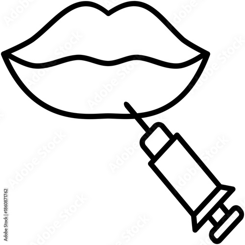 Filler Icon, Beuaty Lip Woman Symbol Vector Stock Illustration, Line Icon Style Design.
