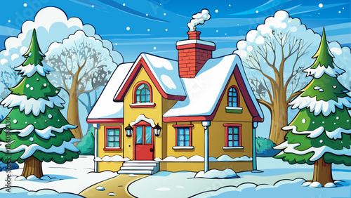 Cozy cottage in winter wonderland