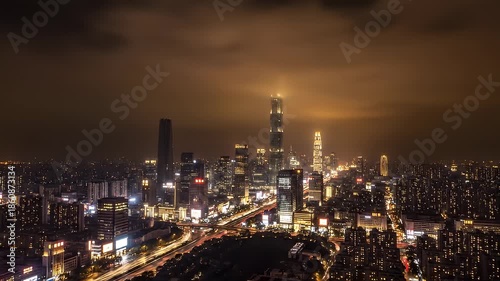 Wallpaper Mural Cityscape Night View with Skyscrapers and Traffic. Torontodigital.ca