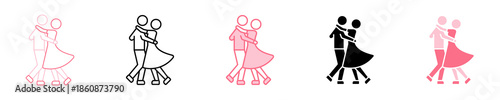 Couple Dance Icon Set Multiple Style Collection