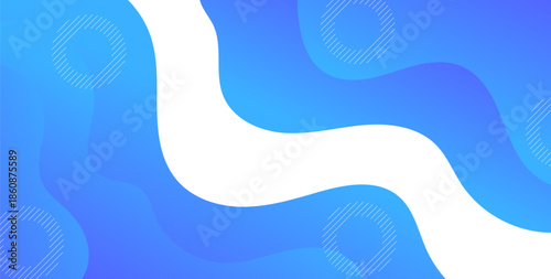 Blue abstract background with flowing white wave creating dynamic, modern, and creative visual appearance.