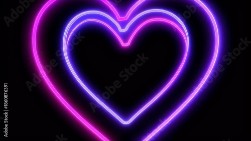 Neon Heart Animation on Black Background.