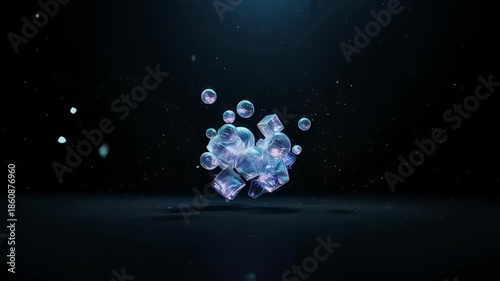 Diamond Cluster with Bubbles on Dark Background.