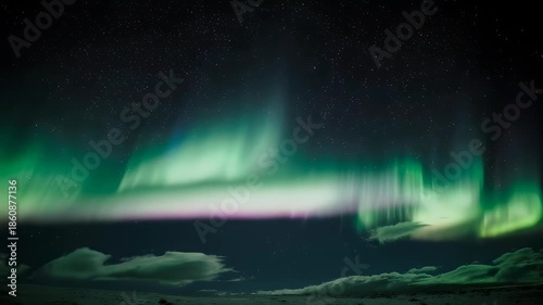 Aurora Borealis Northern Lights Display Night Sky.