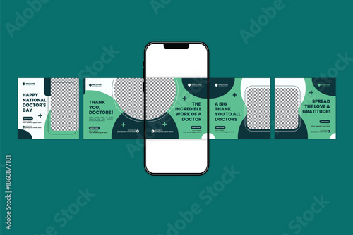 Editable Doctors Day Instagram and LinkedIn Carousel Post Design Template