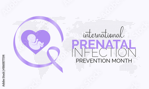 Prenatal Infection prevention month is observed every year in February. Minimal healthcare awareness illustration showing a mother and infant connected through protective care. Banner poster, flyer.