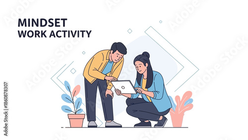 Collaborative team discussion focusing on mindset and work activity in a modern office environment