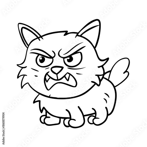 Cartoon image of angry cat. An artistic freehand picture.