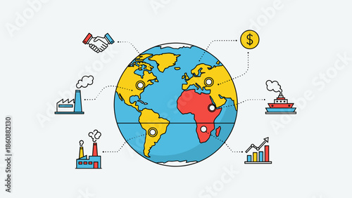 Global Economy and Industry Illustration Concept.