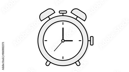 Simple Line Drawing of an Alarm Clock.