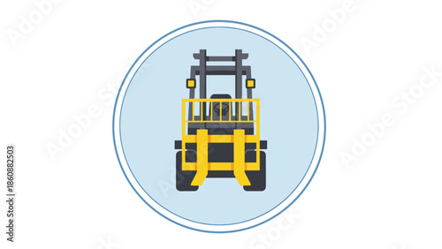 Yellow Forklift Truck Icon Graphic Illustration.