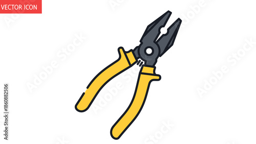 Yellow Handled Needle Nose Pliers Tool.