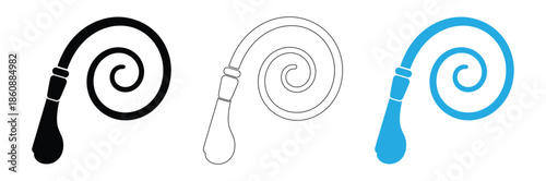 Flexible tube spiral shapes in black, white and blue,