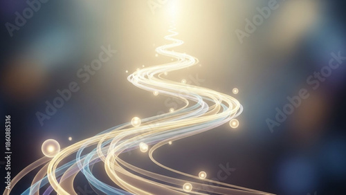 Glowing light trails swirling in a mesmerizing abstract pattern with bokeh effect