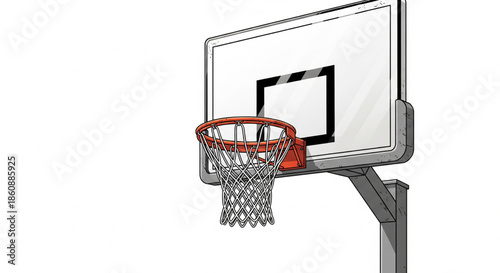 Basketball hoop and backboard, clean illustration of a sports equipment used for the game