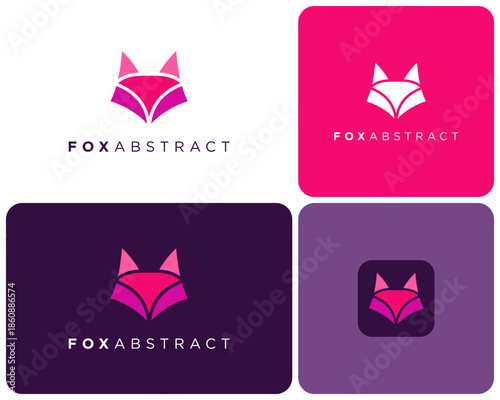 Fox Head Abstract Modern Multicolor Geometric Shape Minimal Concept Vector Logo Design Illustration