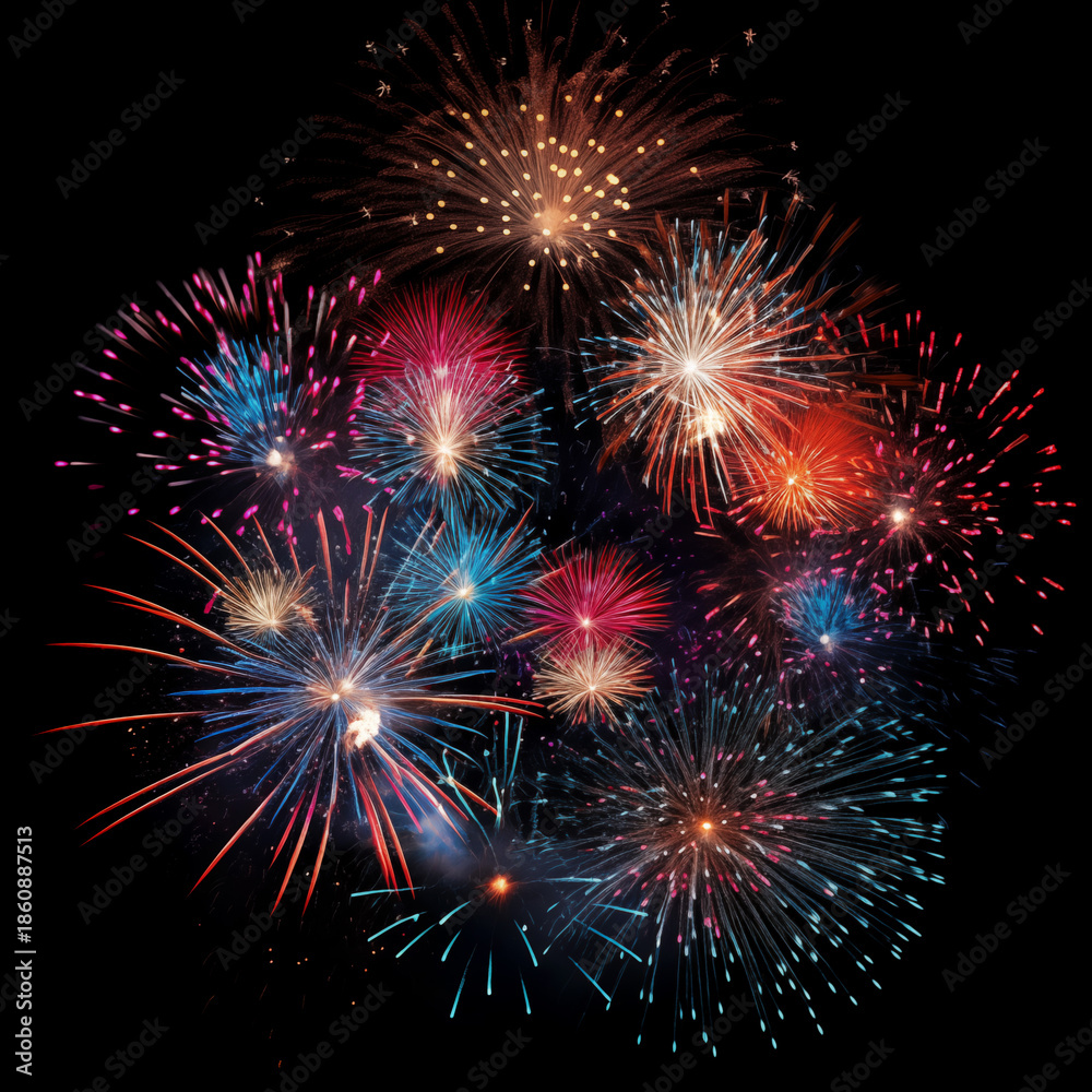 Fototapeta premium Colorful fireworks illuminating the night sky with brilliant bursts of light and color