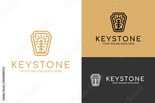 keystone with evergreen sunrise nature culture landscape