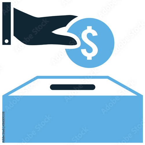 Donation icon vector for charity drives. Ideal for money boxes, contribution concepts, fundraising, and generous giving.