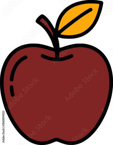 Red Apple Fruit Flat Vector Icon