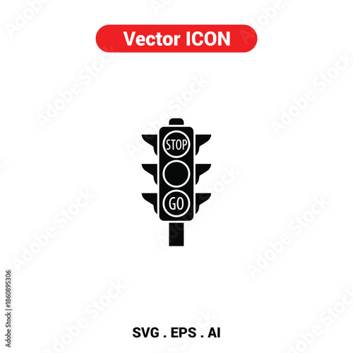 Vector icon of a traffic light displaying stop and go signals with a minimalist aesthetic