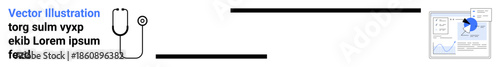 Healthcare, diagnostics, medical services, health monitoring, telemedicine, medical charts. Stethoscope combined with a chart image. Healthcare and diagnostics through tools and data