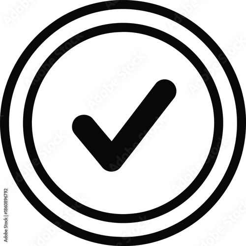 Black checkmark icon illustration vector graphic symbol of approval and confirmation isolated on white background