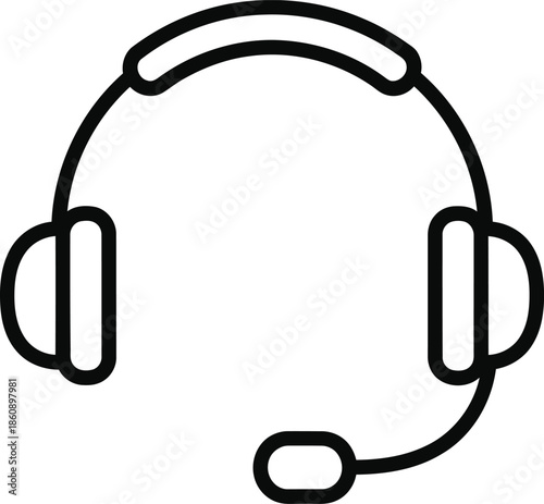 Headset icon with microphone for customer service and communication vector illustration isolated on white background