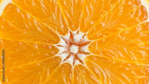 Cross Section of Fresh Orange Slice Close Up
