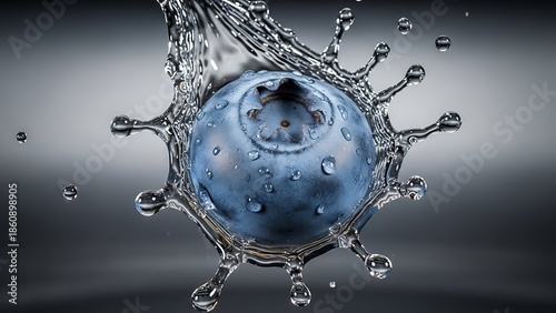 Blueberry Surrounded by Water Splash