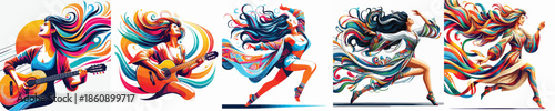 VECTOR WOMAN PLAYING WHITE BACKGROUND