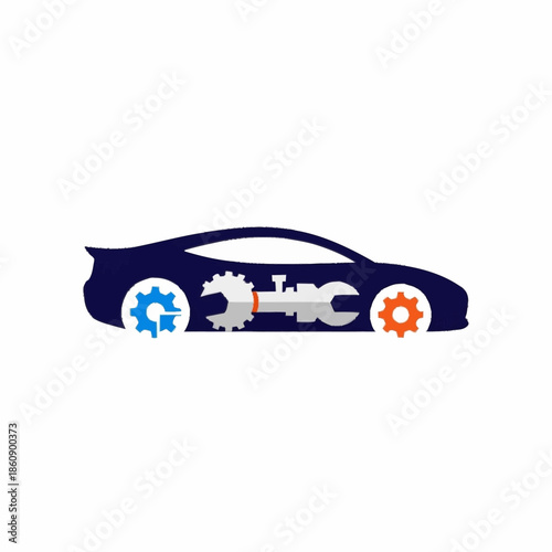 Car Maintenance and Repair Service Illustration.