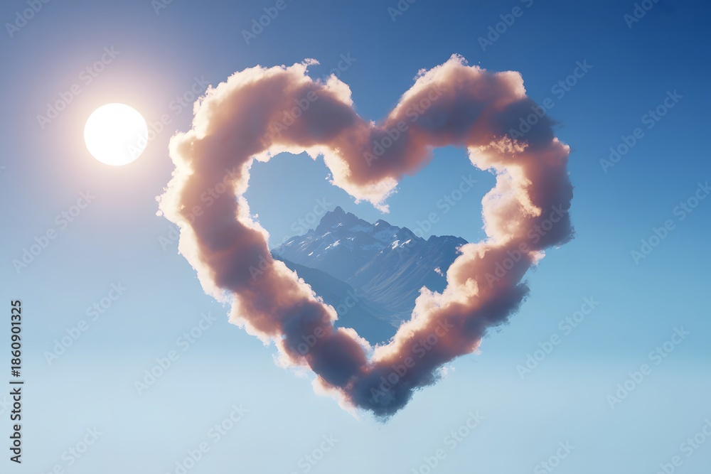 Fototapeta premium Heart shaped cloud formation in a clear blue sky