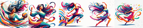 VECTOR WOMAN PLAYING WHITE BACKGROUND