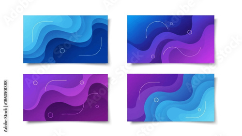 Abstract digital art featuring wavy patterns in blue and purple hues on a white background