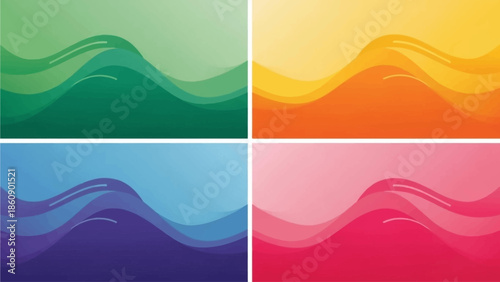 Vibrant abstract waves in a colorful gradient landscape viewed from above in a digital illustration