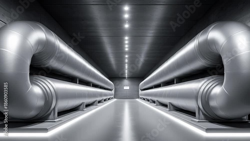 Modern Industrial Underground Pipeline Metallic Texture