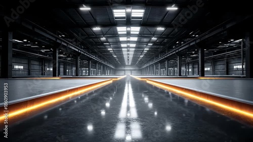 Futuristic and Modern Large Factory Interior Showcase