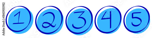 Vector set of numbered circular icons from one to five, ideal for step-by-step guides, instructions, timelines, and process explanations.