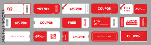 Coupon Promotion Vector Set. Discount Voucher, Gift Voucher, Coupon Book and Special Offer Coupons. editable eps 10