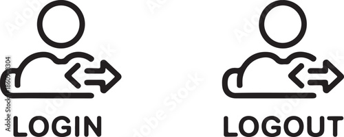 Login and Logout Icon Set. Sign In and Sign Out Symbols