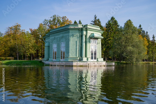 The ancient Venus Pavilion on a sunny September day. Gatchina Palace Park