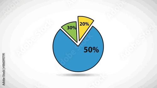 Colorful pie chart illustrating business data and financial analysis with percentage breakdown