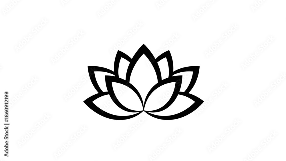 Fototapeta premium Elegant Black Lotus Flower Icon Design Minimalist Symbol of Peace and Purity