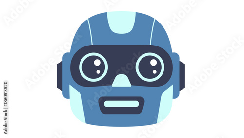 Minimalist Blue Robot Face with Large Expressive Eyes and Neutral Mouth