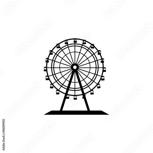 Ferris Wheel Vector Icon, Amusement Park Carnival Ride Symbol Illustration