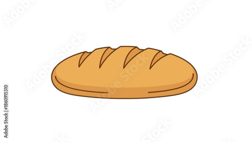 Simple cartoon loaf of bread isolated on a white background