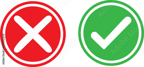 Red cross and green check symbols