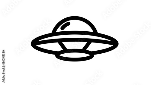 Simple icon representing a classic flying saucer alien spacecraft against a white background