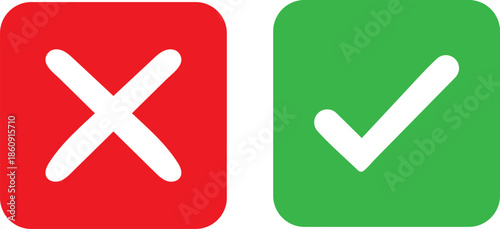 Red cross and green check mark